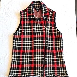 100% Cotton-Chaps Red and Black Plaid Vest